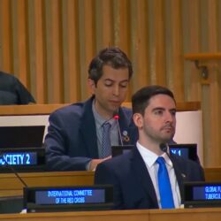 Dr. Mark Barone durante a Assembleia Geral da ONU